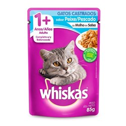 Ração Úmida Whiskas Sachê para Gatos Castrados Sabor Peixe 85g