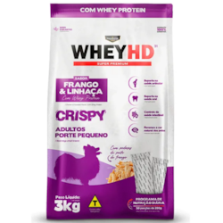 Ração WheyHD Cães Adultos Crispy Pequeno Frango/Linhaça 3kg