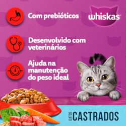 Ração Whiskas Carne para Gatos Adultos Castrados