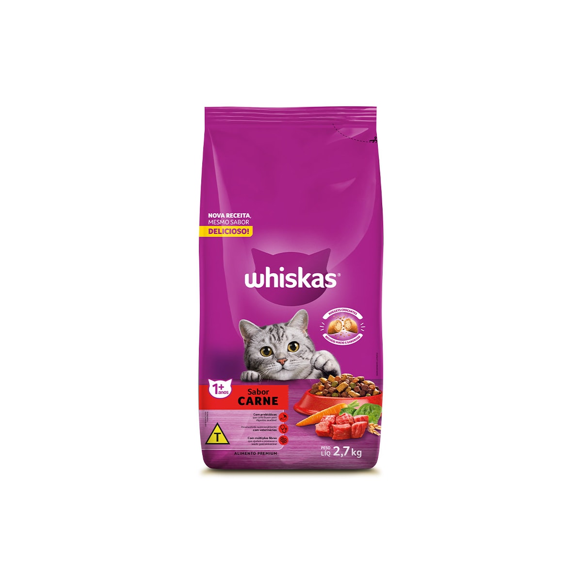 Ração Whiskas para Gatos Adultos Sabor Carne