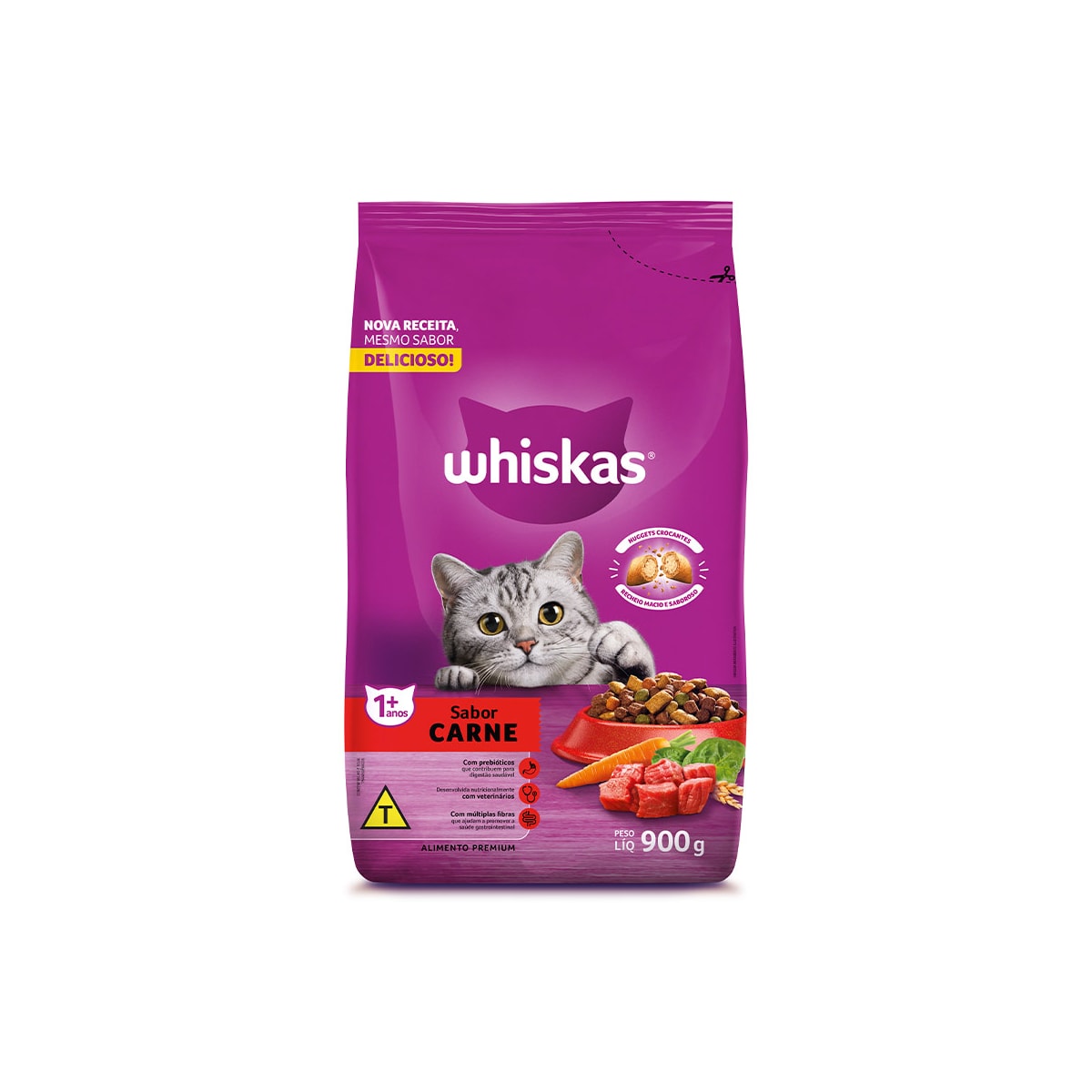 Ração Whiskas para Gatos Adultos Sabor Carne