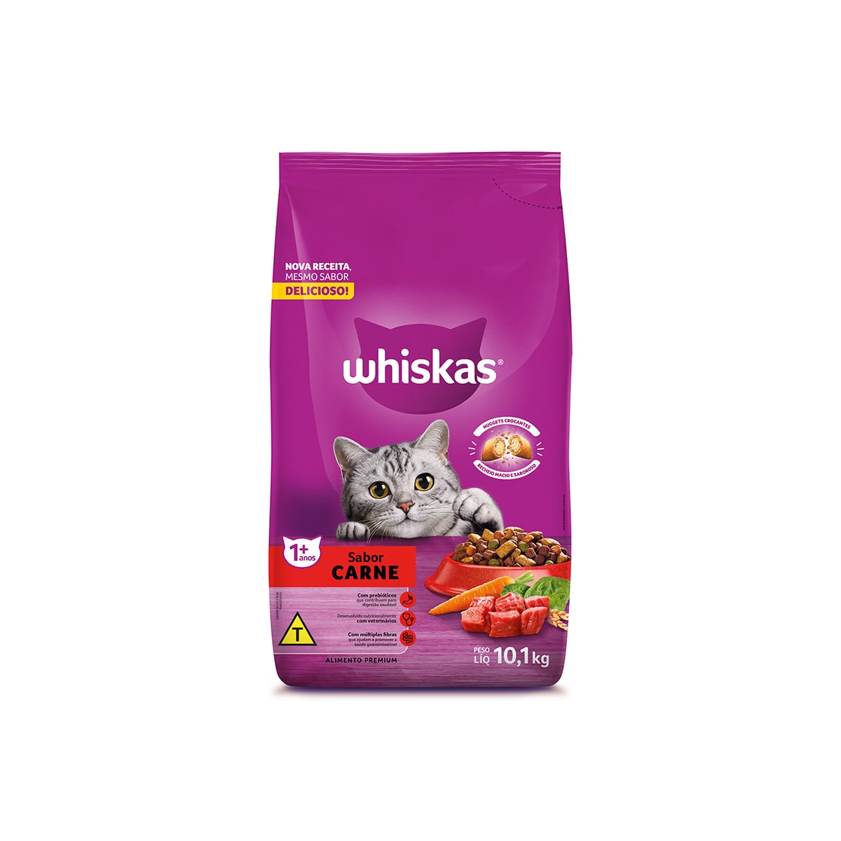 Ração Whiskas para Gatos Adultos Sabor Carne