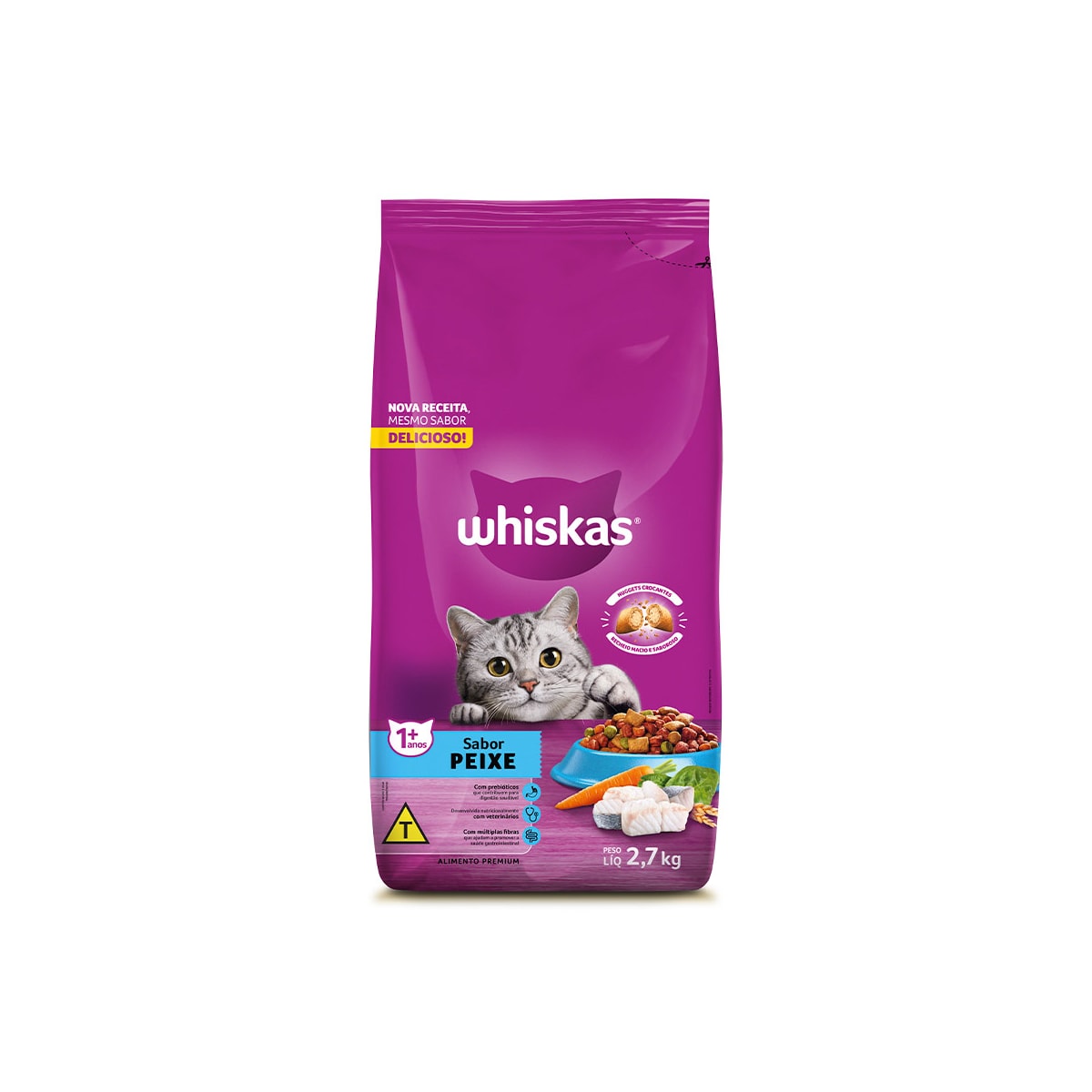 Ração Whiskas para Gatos Adultos Sabor Peixe