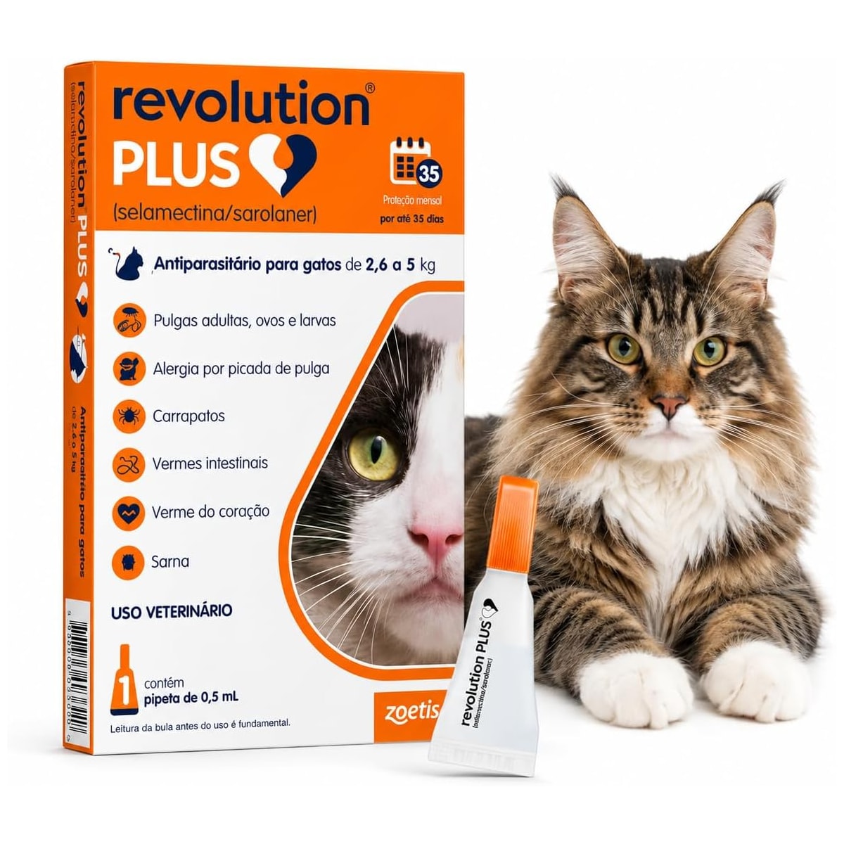 Revolution Plus (Gatos) 2,6 A 5KG 0,50 ML C/ 01 Pipeta