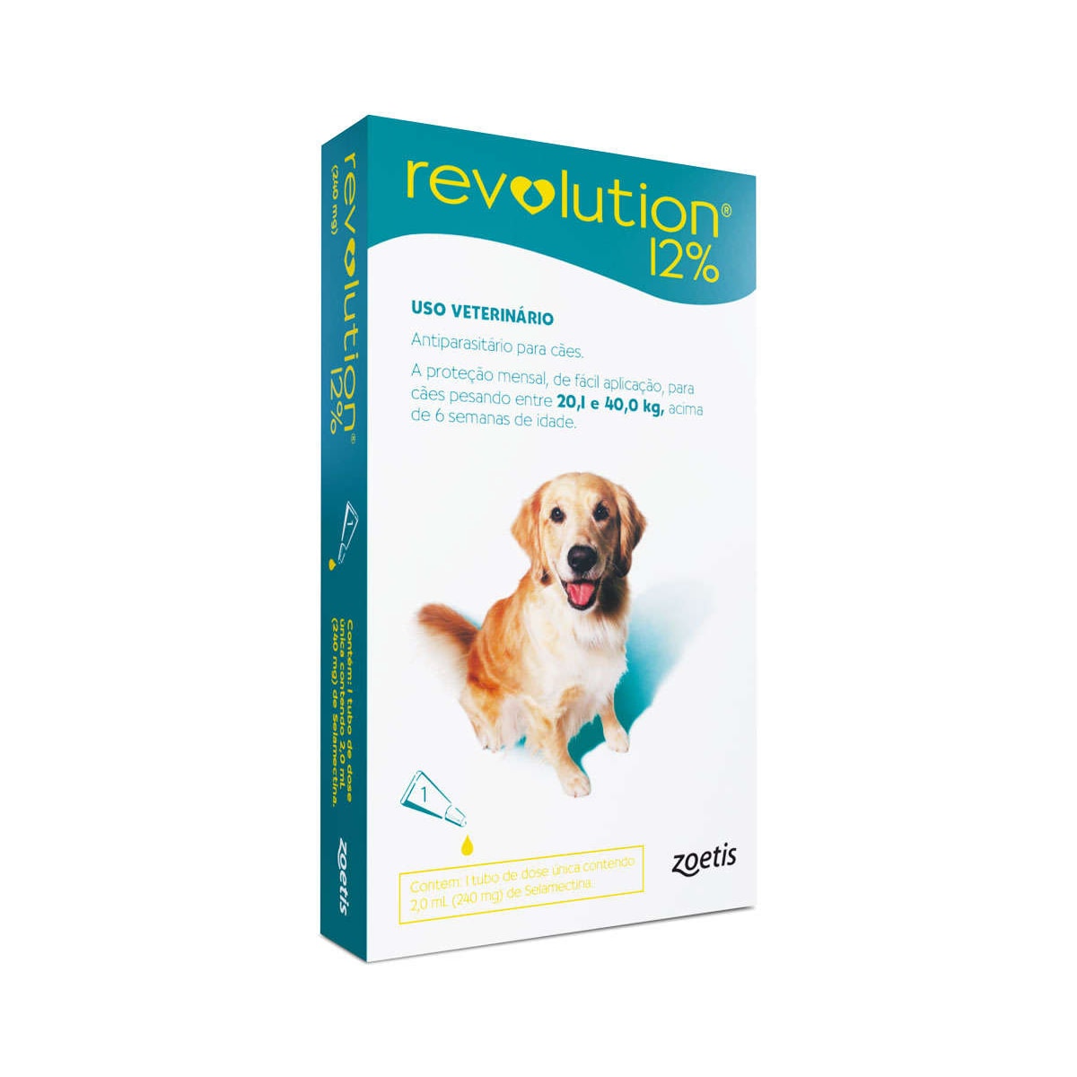 Revolution Zoetis 12% 2ml para Cães de 20,1Kg a 40kg