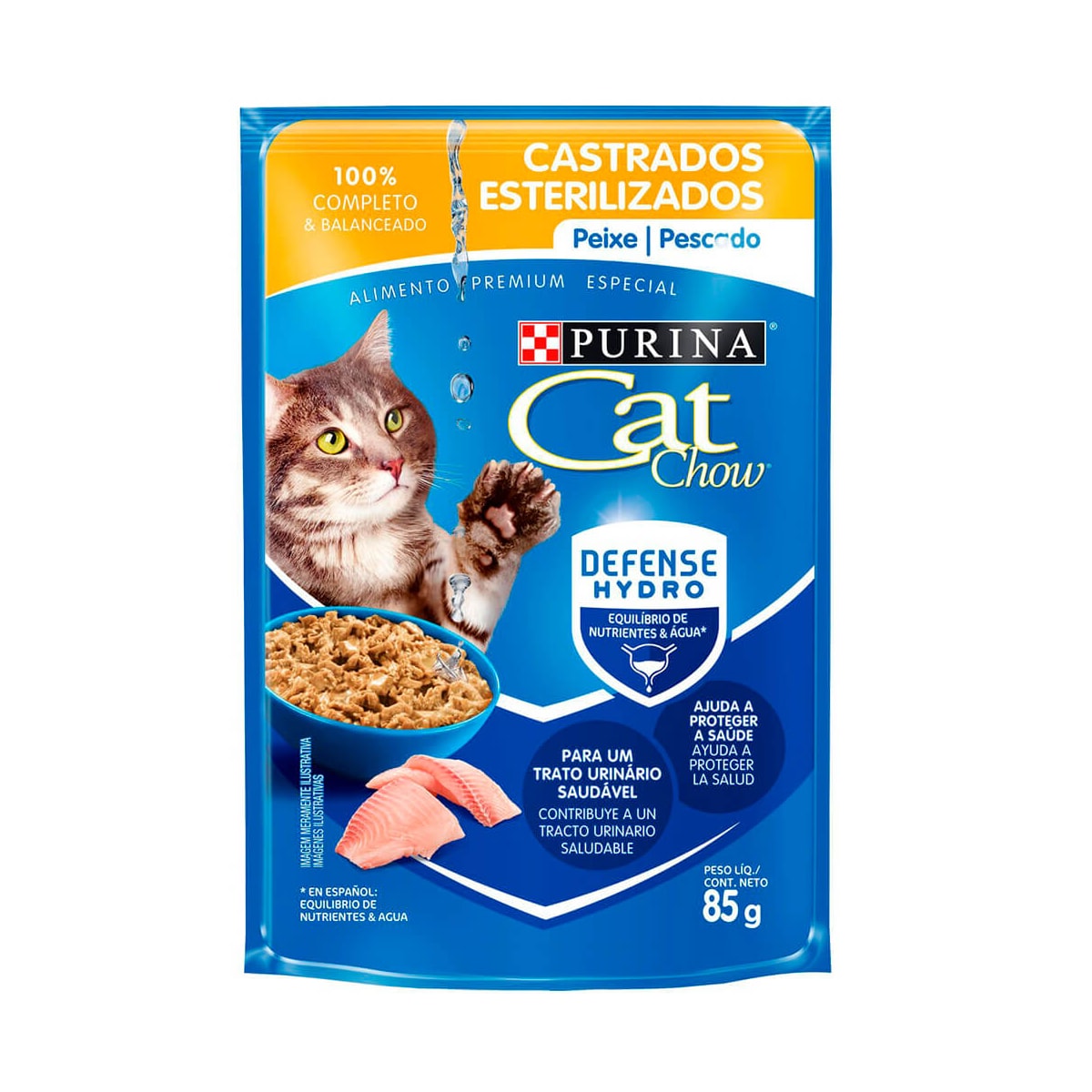 Sachê Cat Chow para Gatos Castrados Sabor Peixe 85g