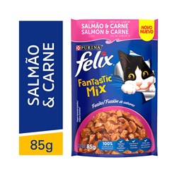 Sachê Felix Fantastic Mix Sabor Salmão e Carne 85g