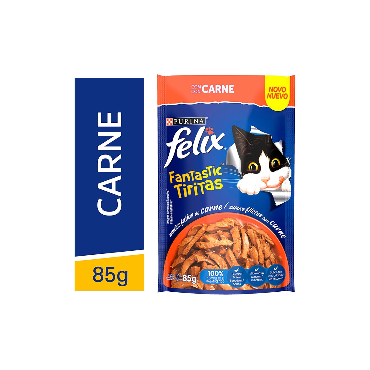 Sachê Felix Fantastic Tiritas Sabor Carne 85g