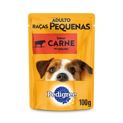 Sachê Pedigree para Cães Adultos de Raças Pequenas Sabor Carne 100g