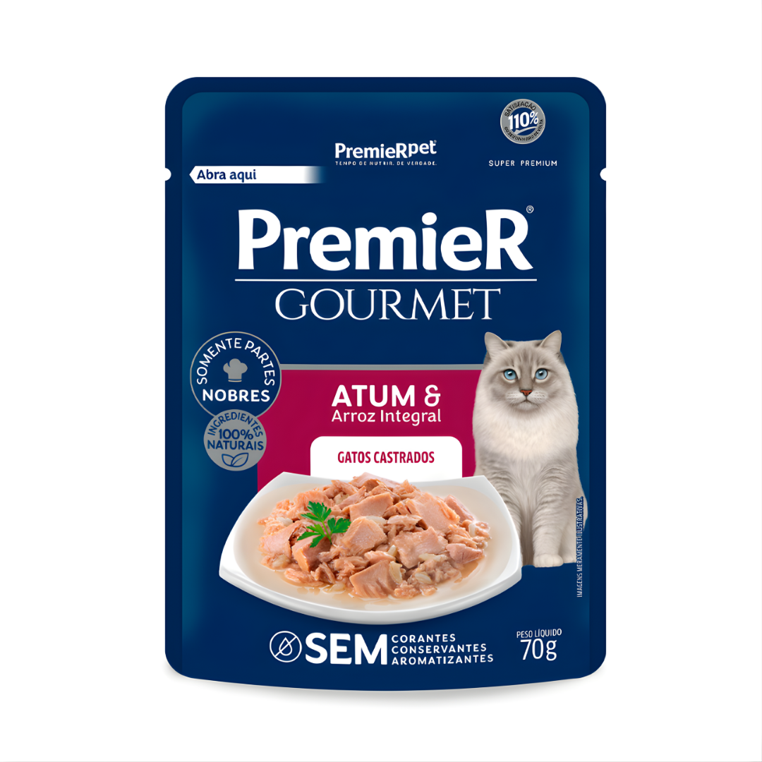 Sachê Premier Gourmet Gatos Adultos Sabor Atum 70g - Pet Cães e Cia