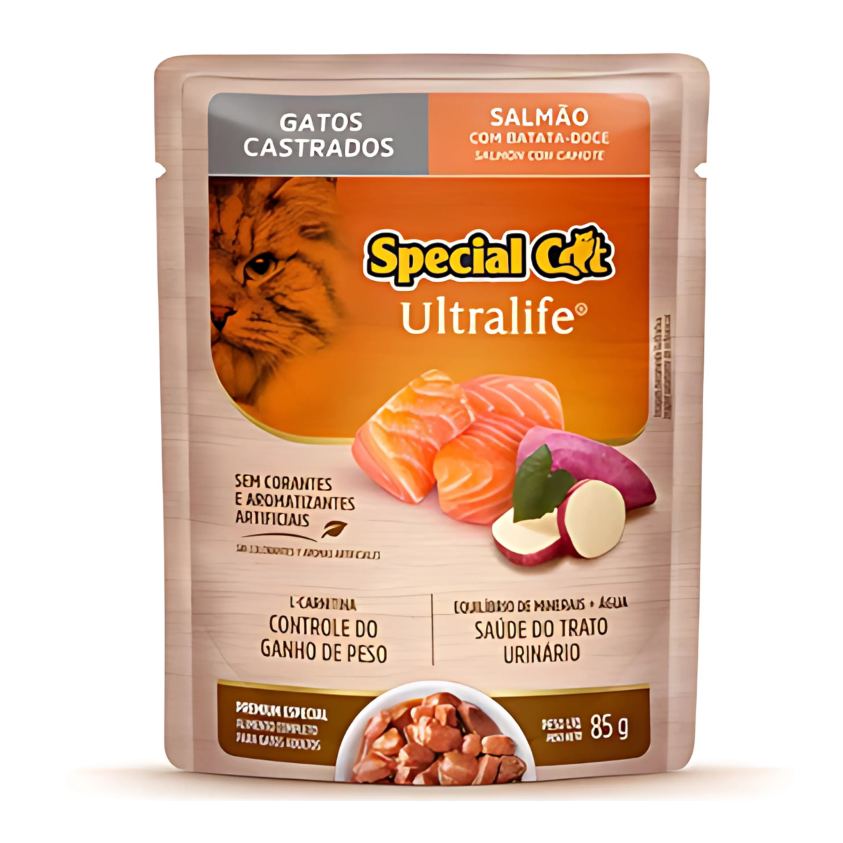 Sachê Special Cat Para Gatos Adultos Castrados 85gr sabor Salmão e Batata-doce