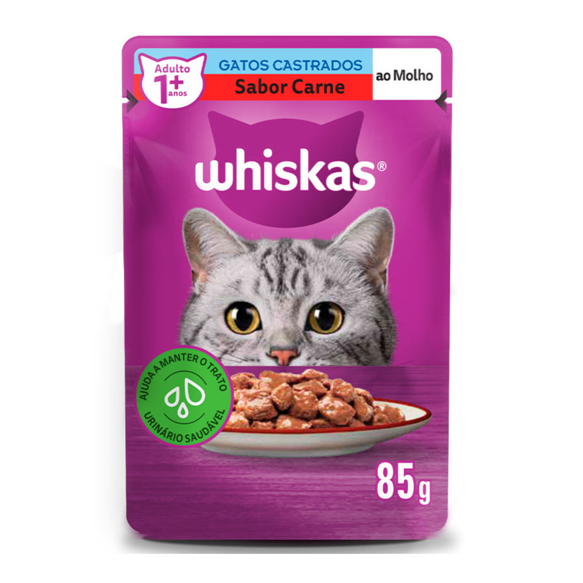 Sachê Whiskas Gatos Castrados Carne 85G