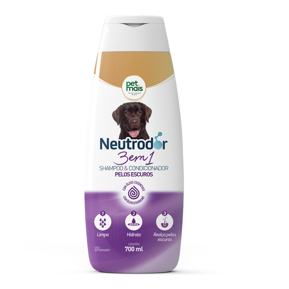 Shampoo & Condicionador Petmais 3 em 1 Pelos Escuros Neutrodor 700ml