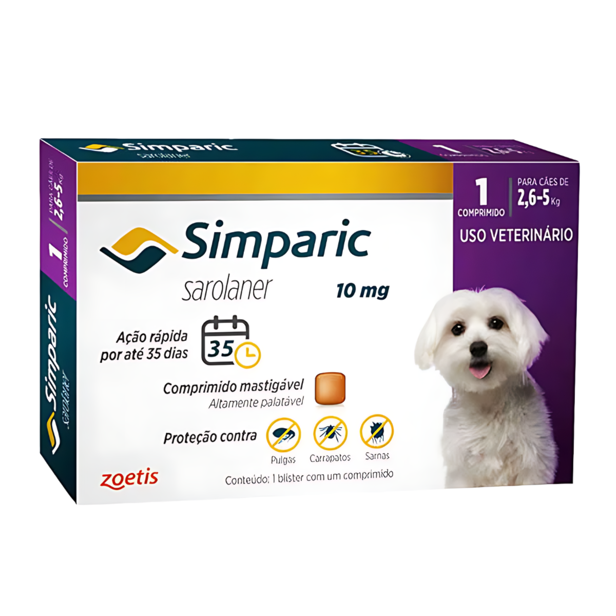 Simparic 10mg - 2,6 A 5 Kg 1 Comprimido