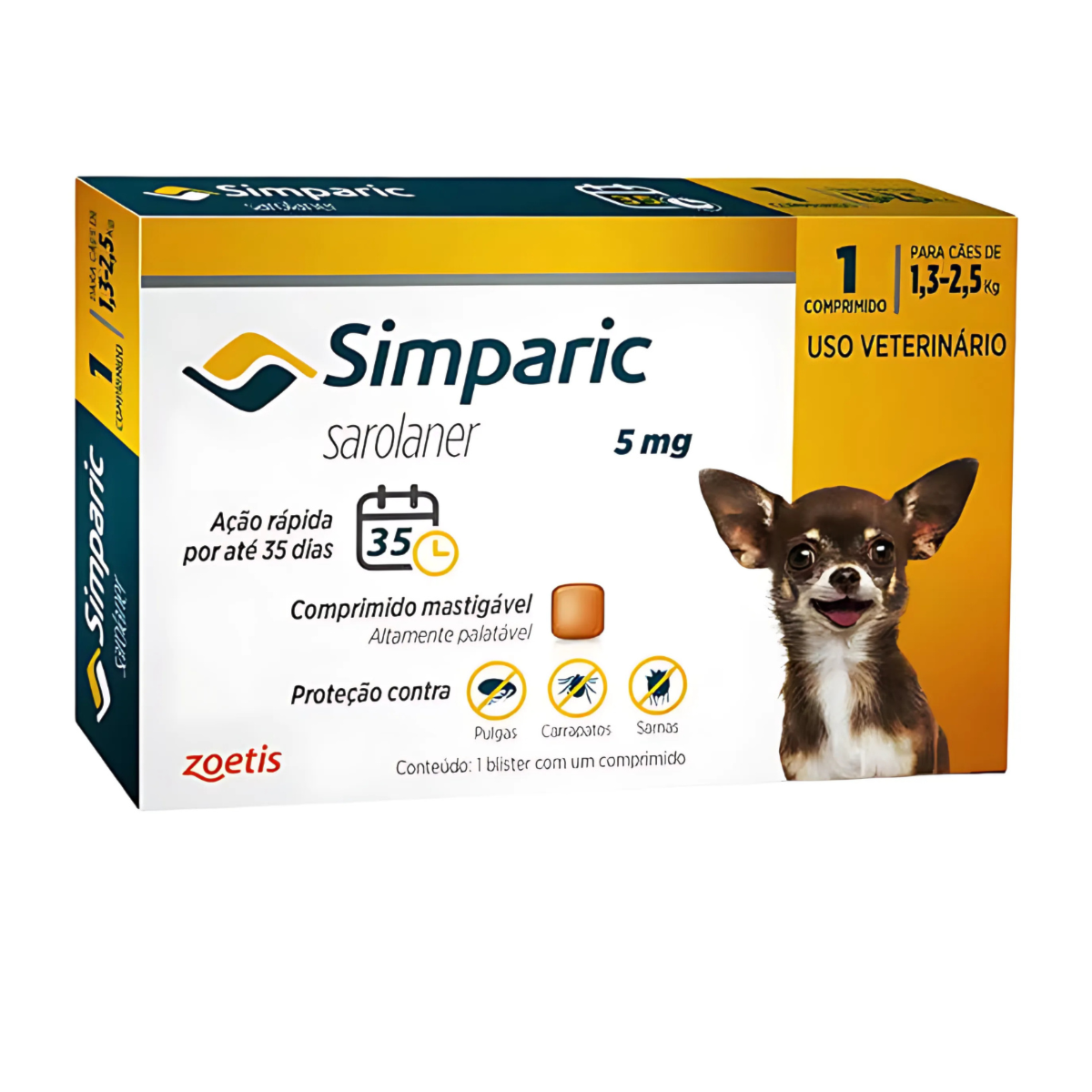 Simparic 5 Mg - 1,3 A 2,5 Kg 1 Comprimido