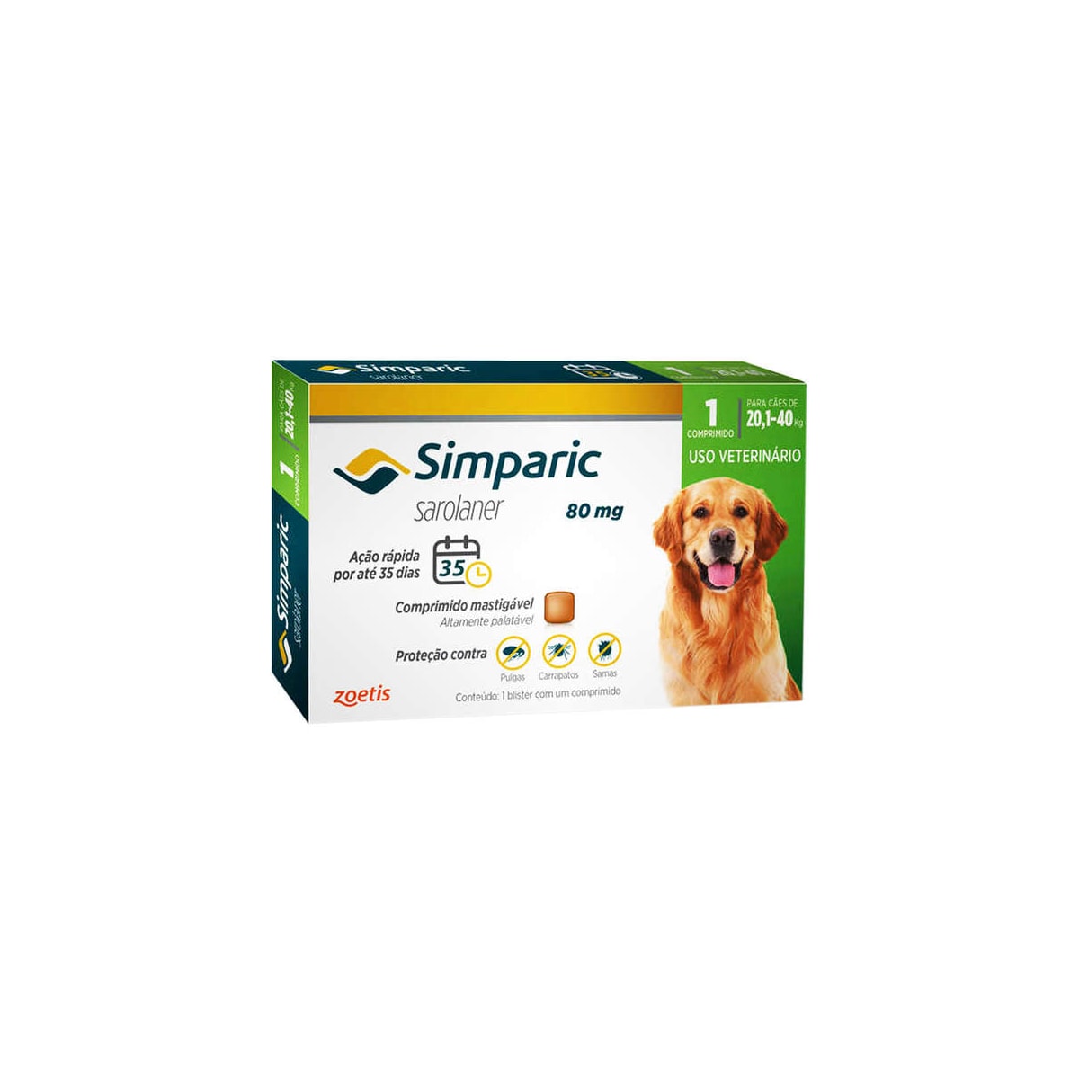 Simparic 80Mg - 20,1 A 40 Kg 1 Comprimido