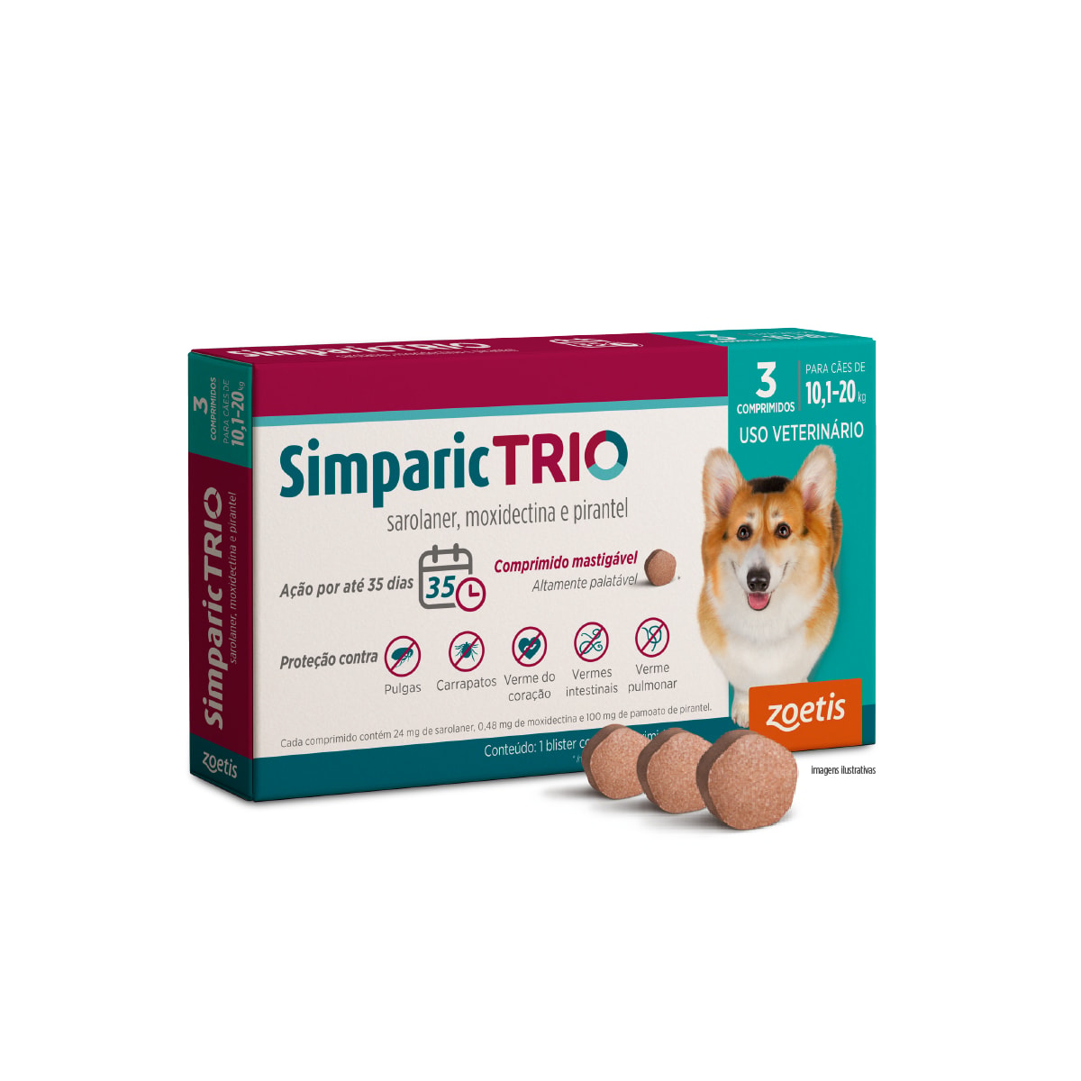 Simparic Trio 12mg (10 a 20kg ) 3 Comprimidos