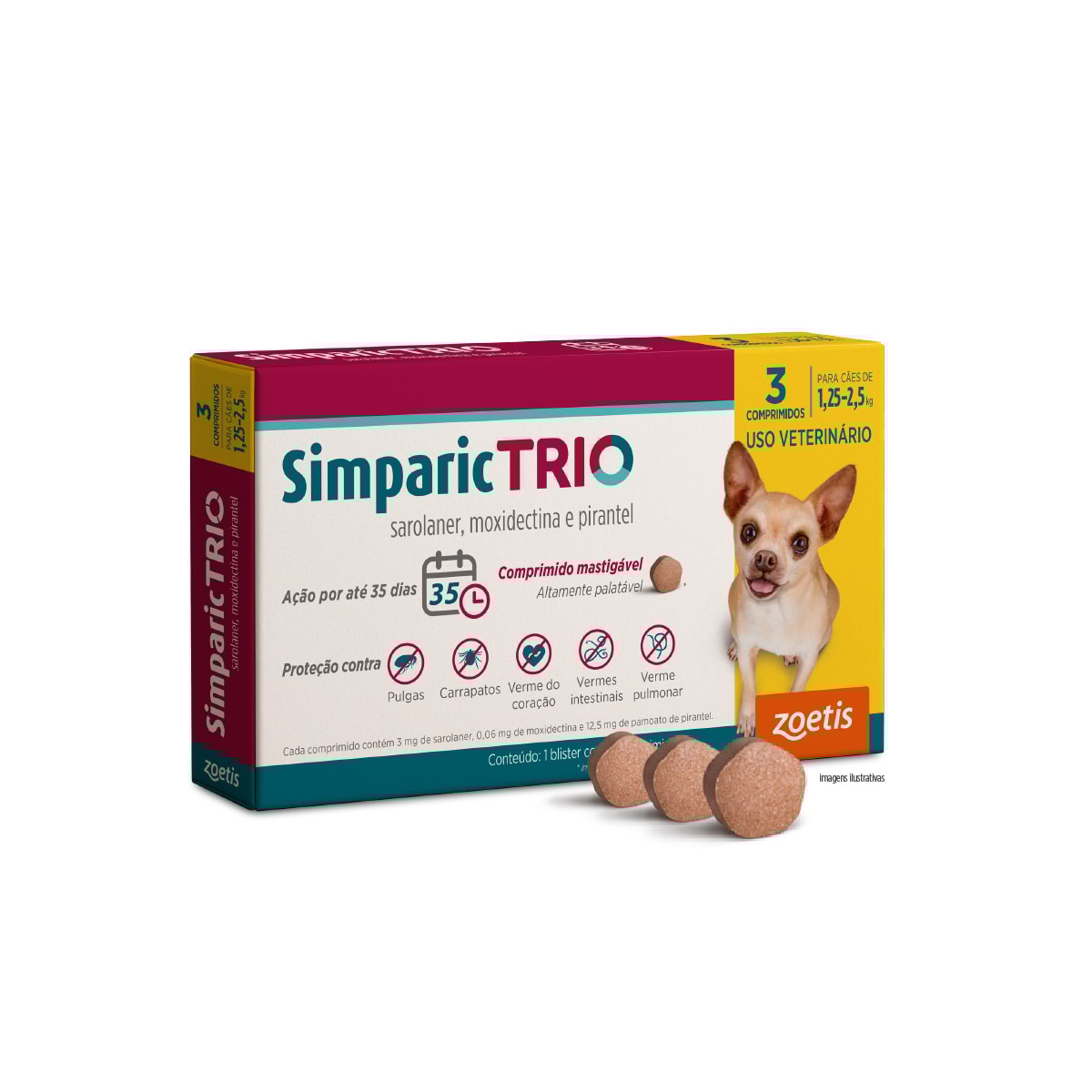 Simparic Trio 3mg (1,25 a  2,5kg) 3 Comprimidos