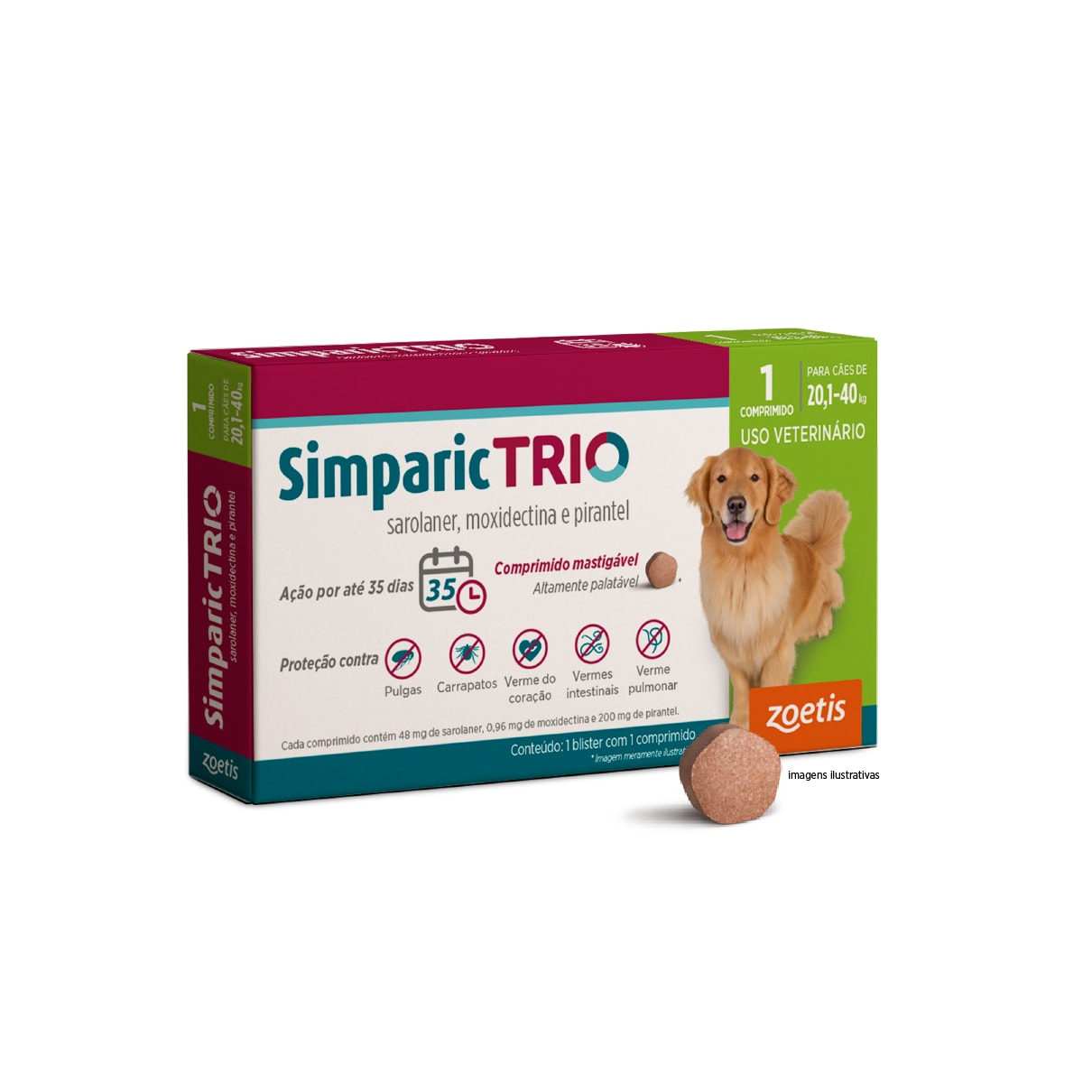 Simparic Trio 48mg (20,1 A 40kg ) 1 Comprimidos