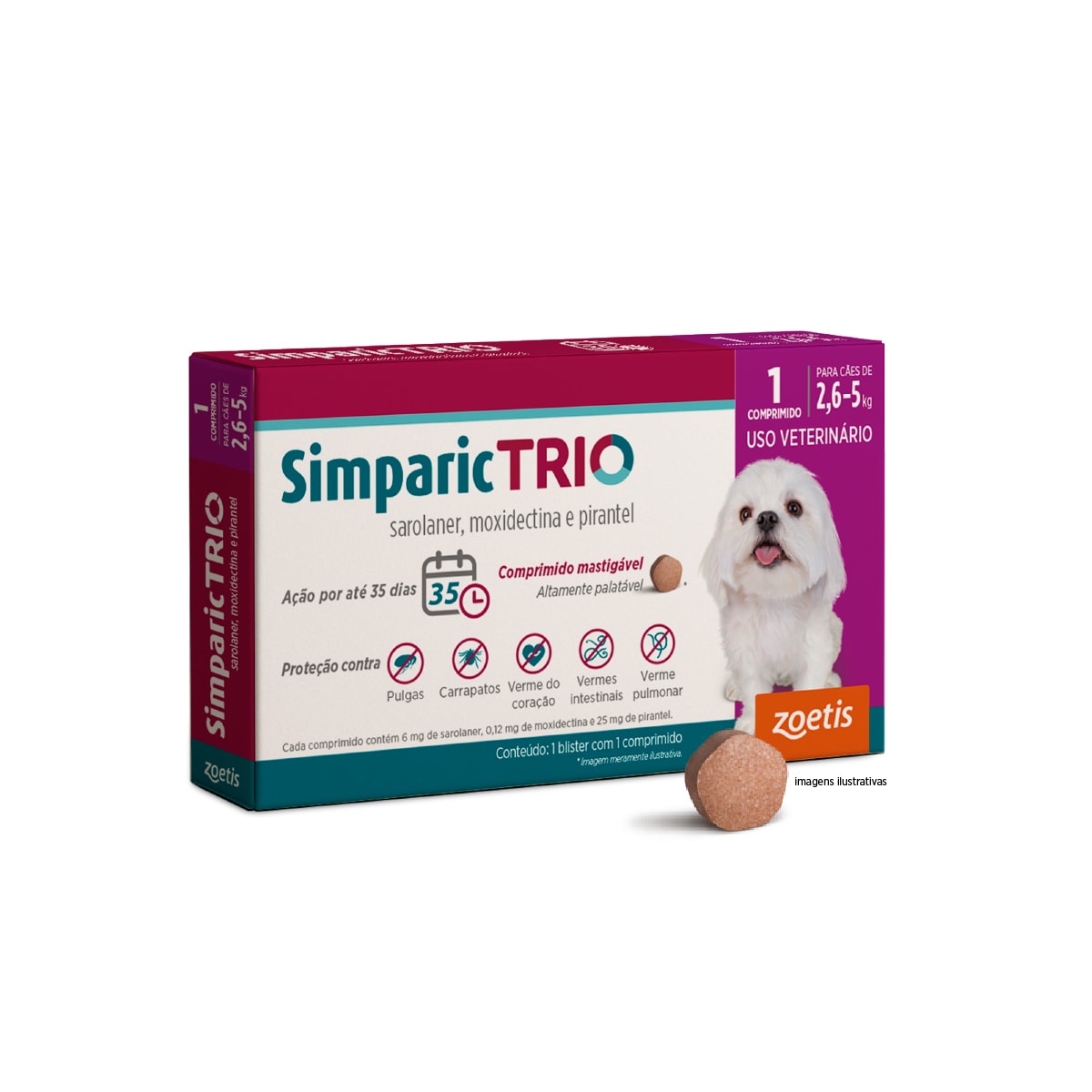 Simparic Trio 6mg (2,6 a 5kg ) 1 Comprimidos