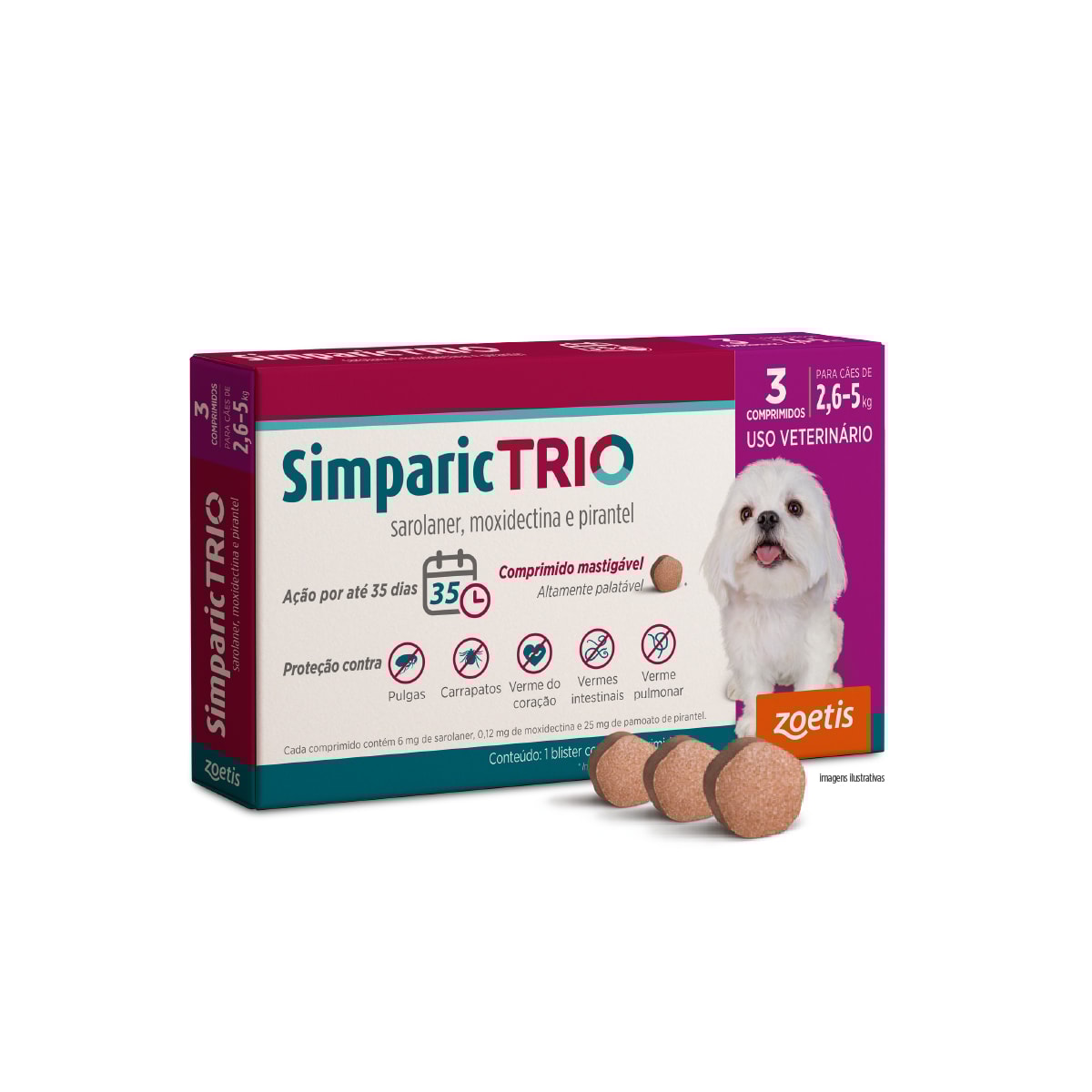 Simparic Trio 6mg (2,6 a 5kg ) 3 Comprimidos