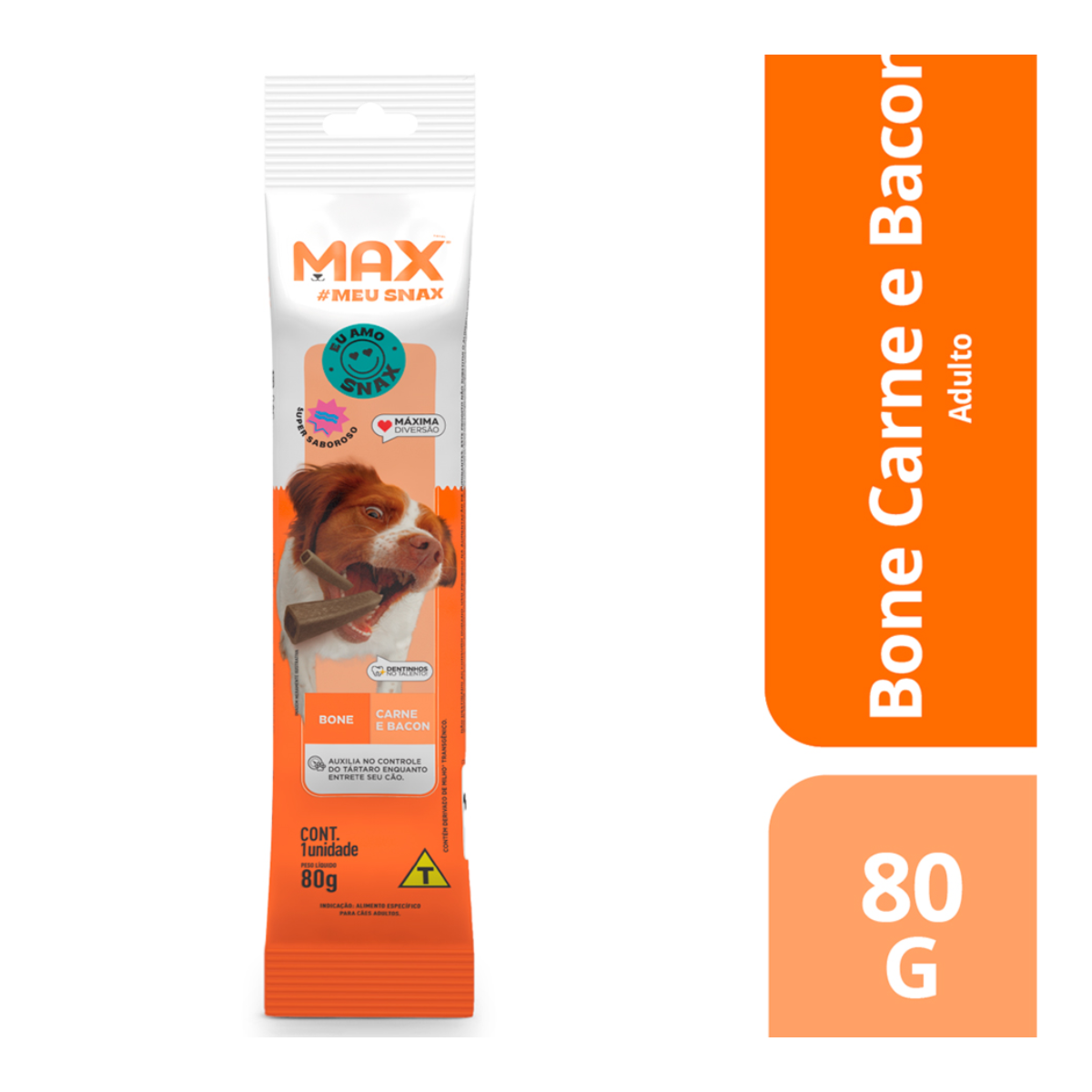SNACK MAX BONE CARNE E BACON 80G