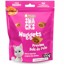 Snack Quatree Nuggets Previne Bola de Pelo para Gatos Sabor Frango 150g