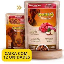 Special Dog Sache Cães Filhotes Sabor Carne 100g 12 Unidades