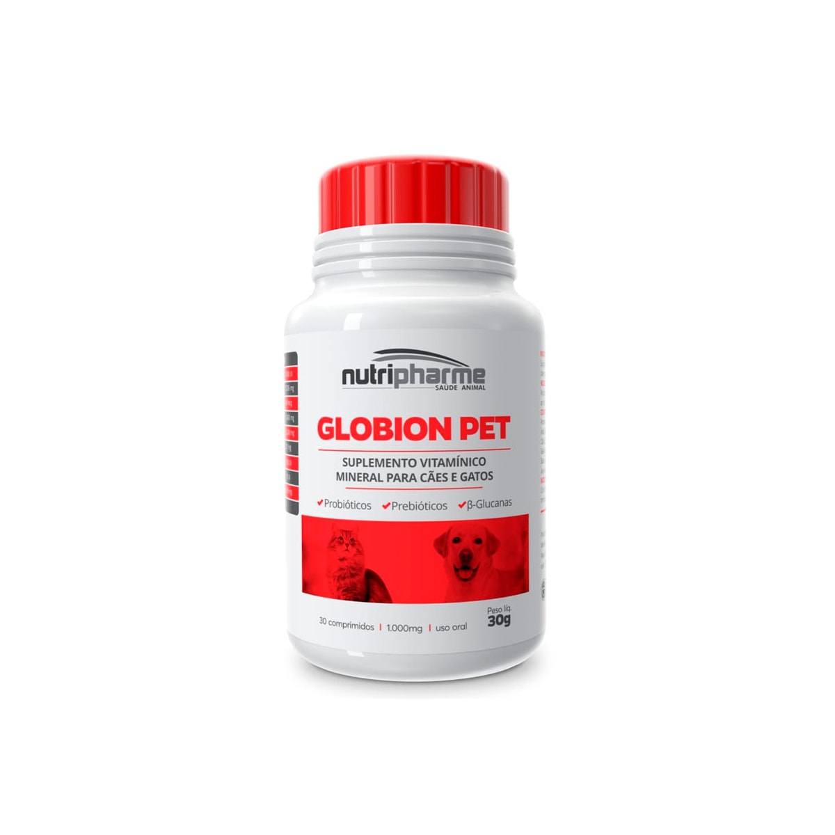 Suplemento Nutripharme Globion Pet 30 Comprimidos para Cães e Gatos