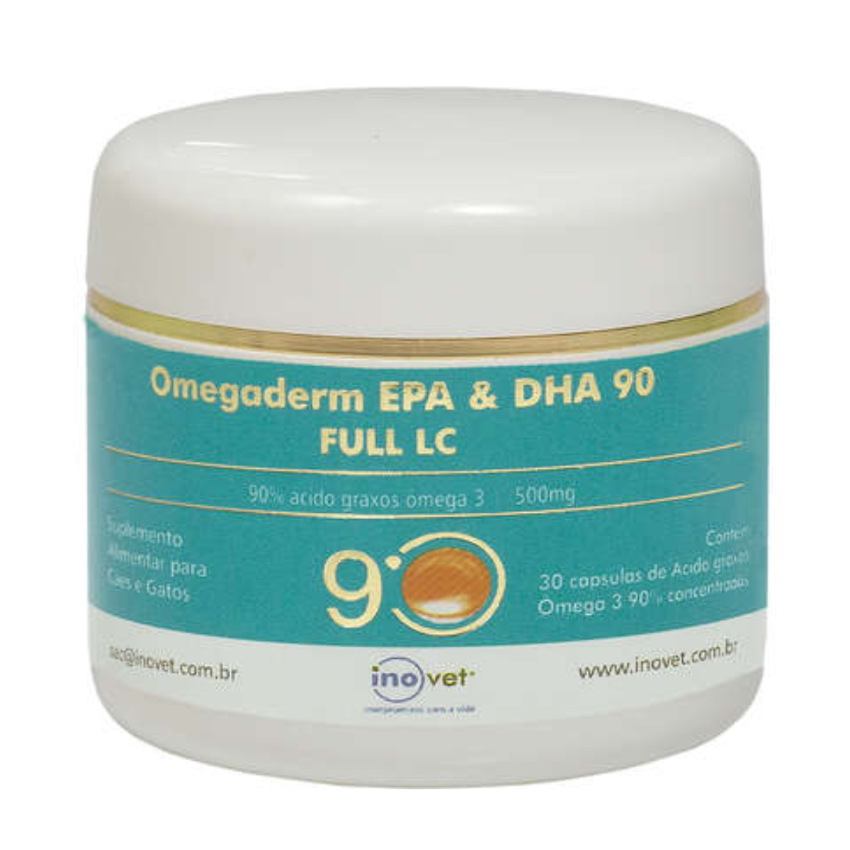Suplemento Omegaderm 90% 500mg EPA + DHA – 30 Cápsulas
