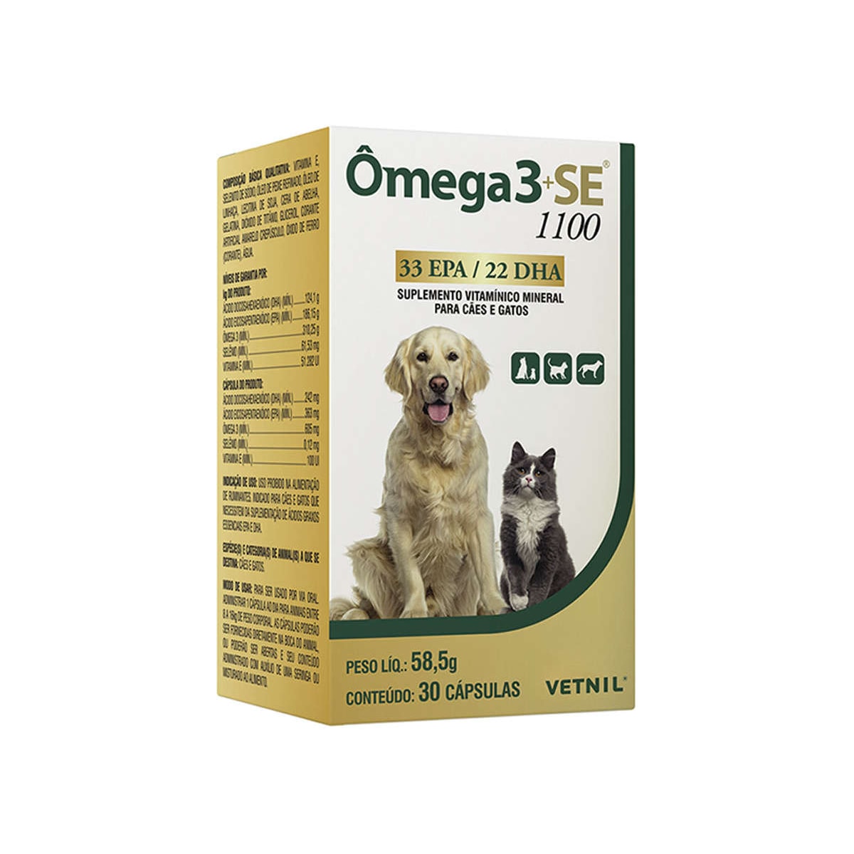 Suplemento Vetnil Ômega 3 SE 1100 para Cães e Gatos