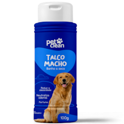 Talco Banho a Seco Pet Clean Macho 100g