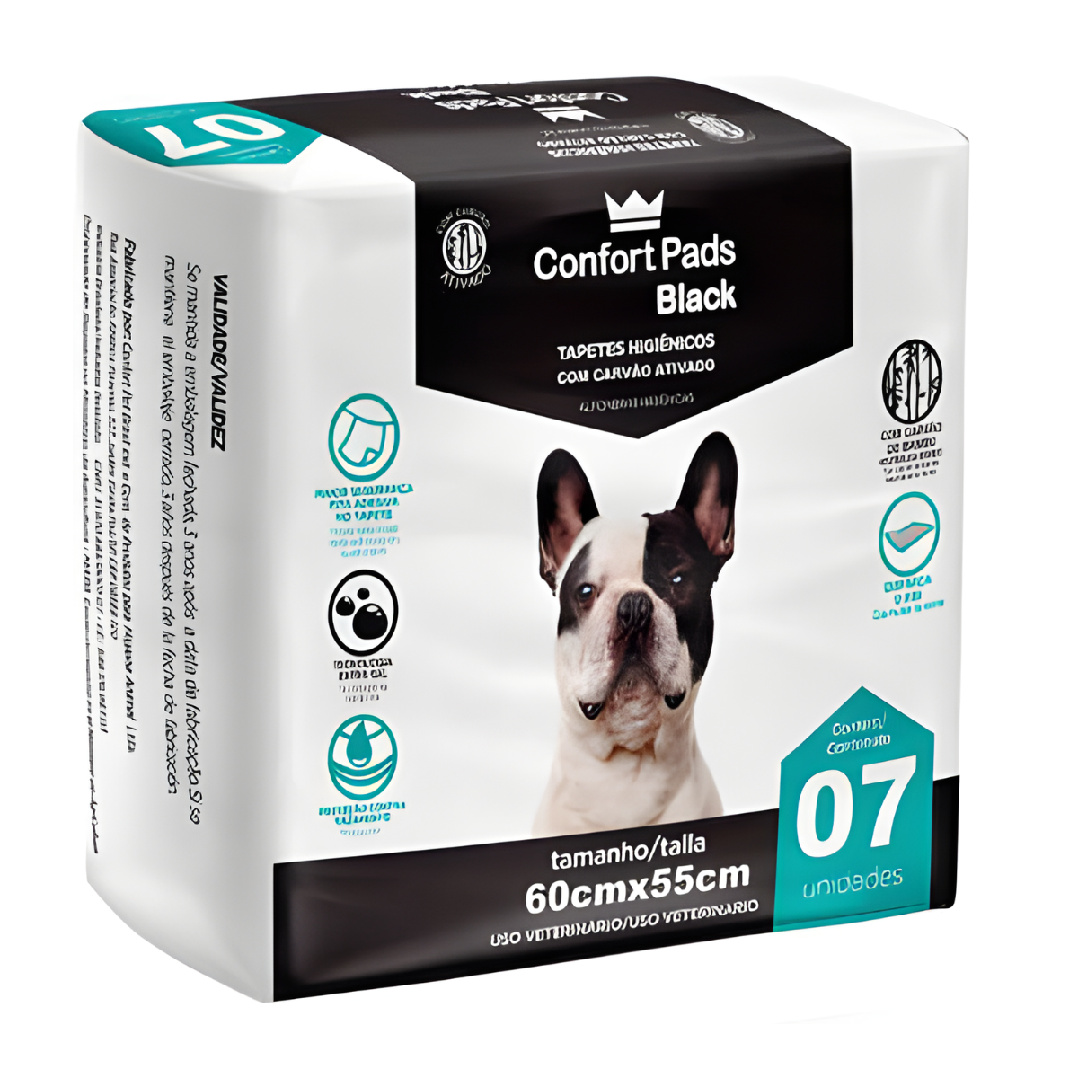 Tapete Higiênico Confort Pads Black 60x55cm 7 Unidades