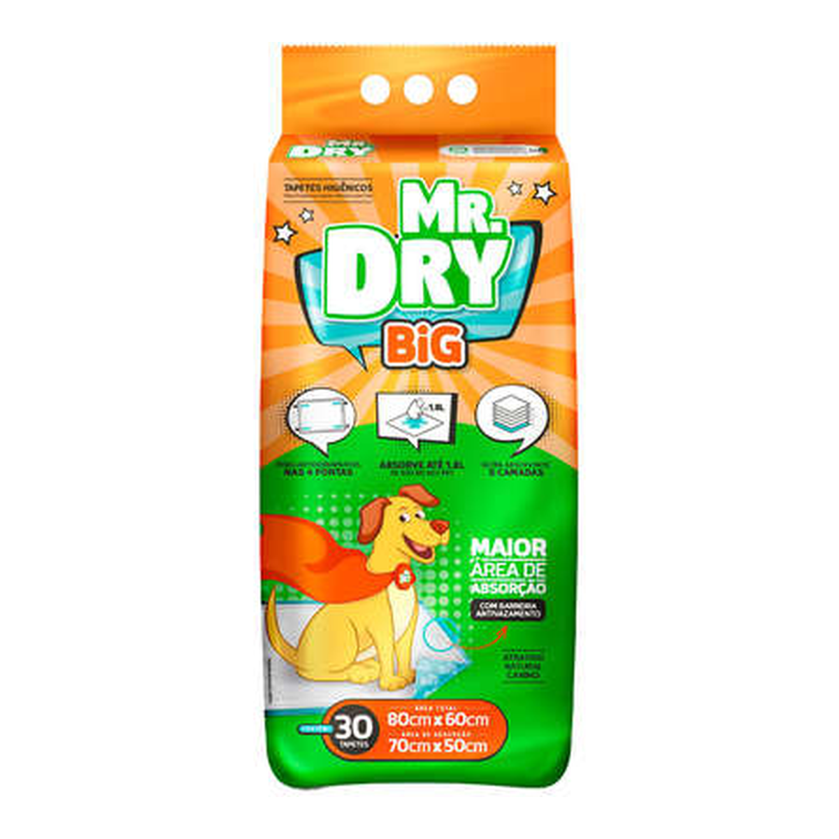 Tapete Higiênico Mr. Dry Big 80x60cm – 30 Unidades