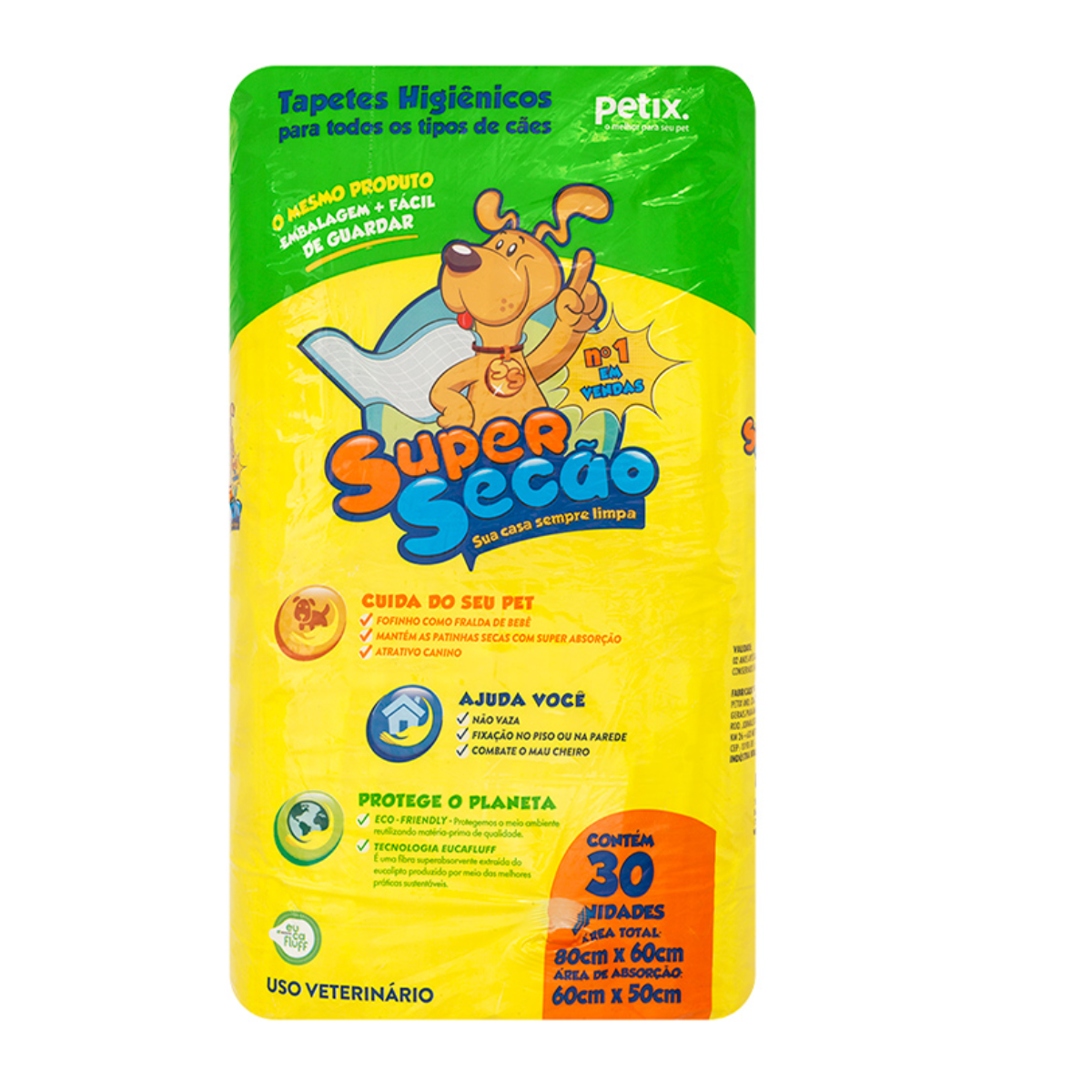 Tapete Higiênico Super Secão 80×60cm – 30 Unidades