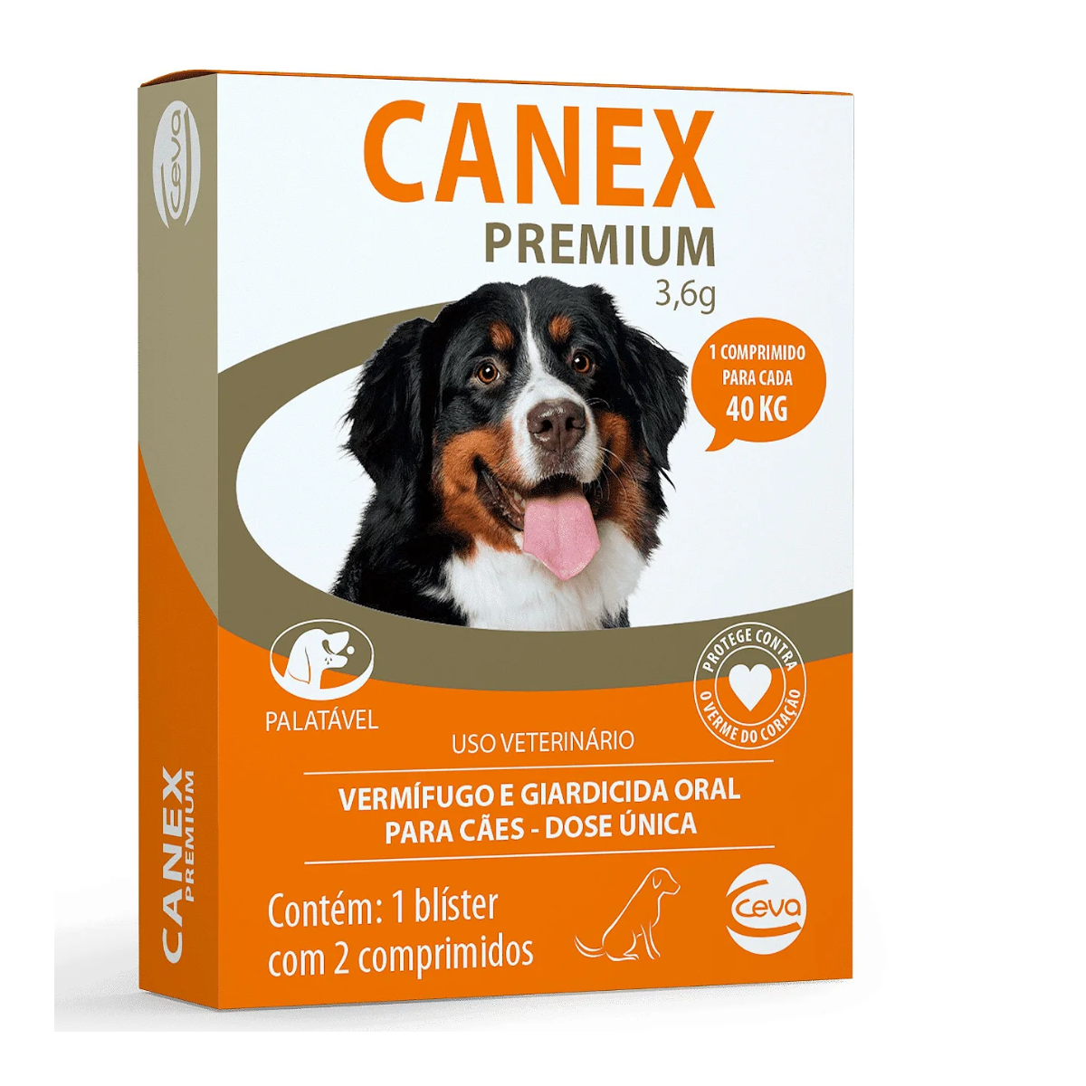 Vermífugo Canex Premium 3,6mg para Cães até 40kg – 2 Comprimidos