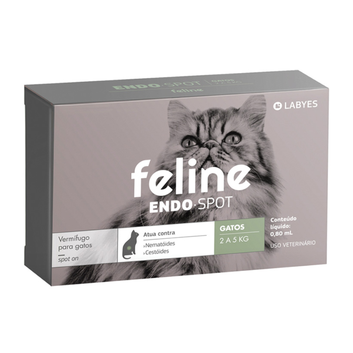 Vermífugo Labyes Feline Endospot para Gatos de 2 a 5kg