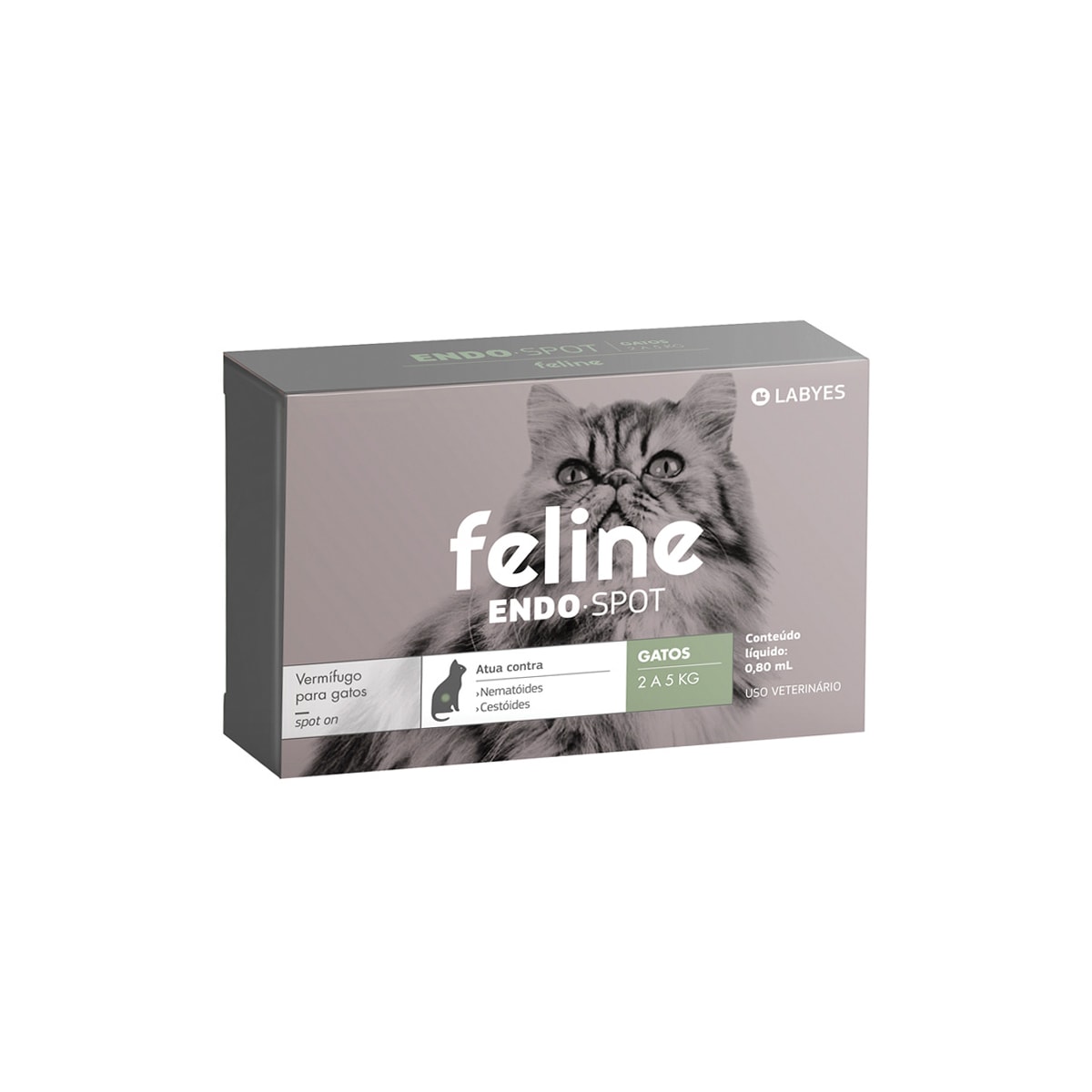 Vermífugo Labyes Feline Endospot para Gatos de 2 a 5kg