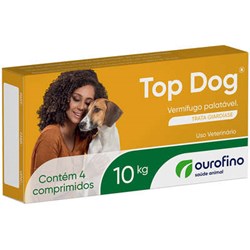 Vermífugo Top Dog para Cães de Até 10Kg com 4 Comprimidos