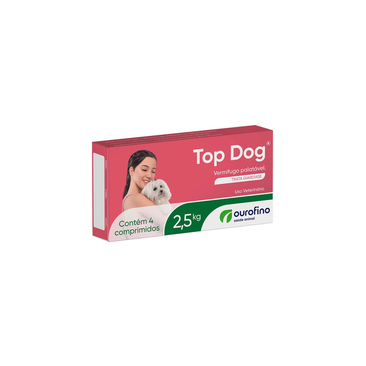 Vermífugo Top Dog para Cães de Até 2,5Kg com 4 Comprimidos