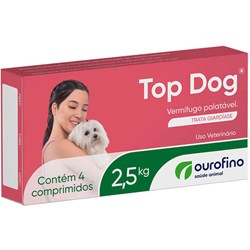 Vermífugo Top Dog para Cães de Até 2,5Kg com 4 Comprimidos