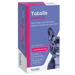 Vermífugo Totalis Medium Para Cães Com 4 Comprimidos